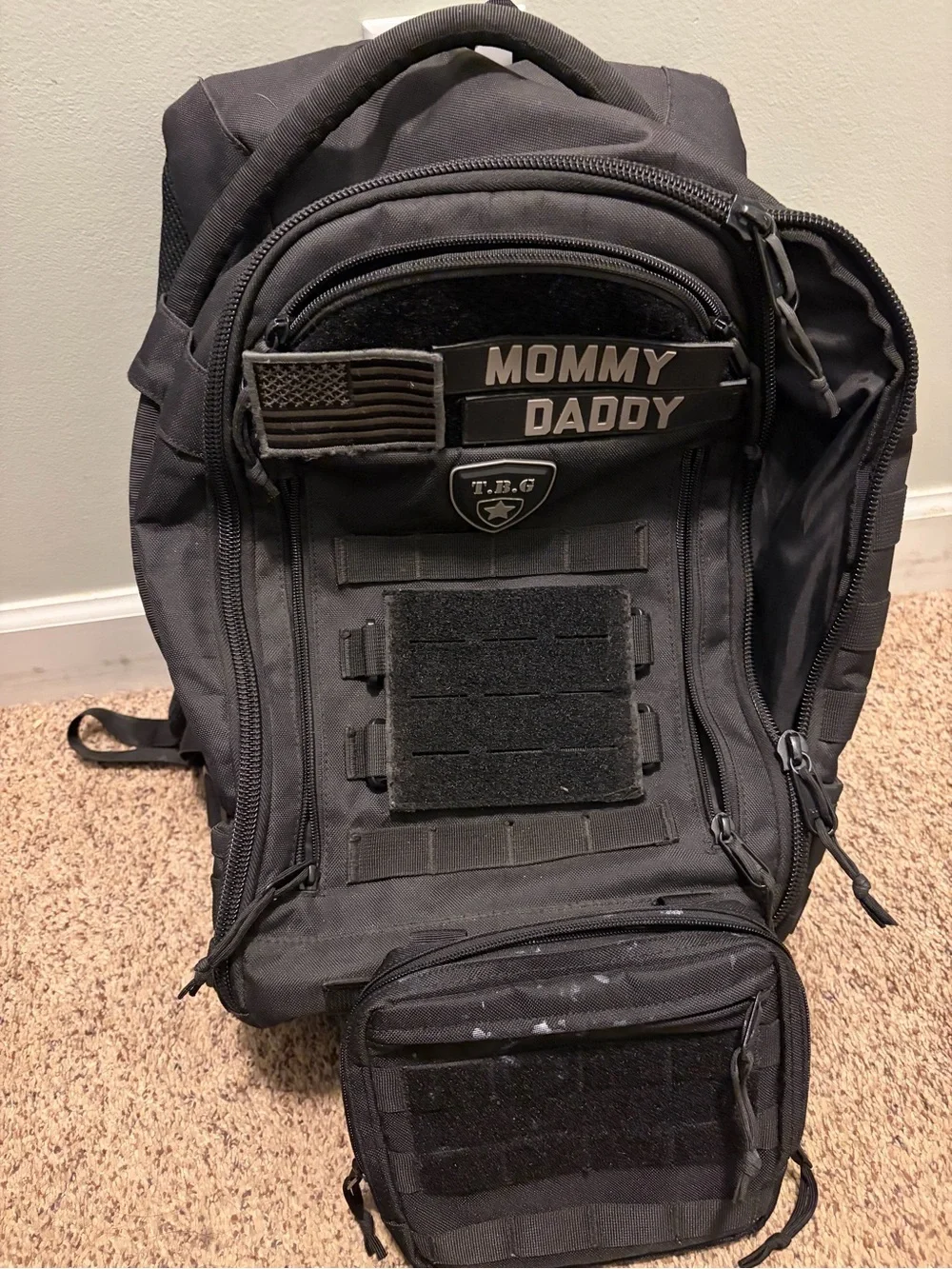 TBG Black Tactical Backpack for Men - Rugged Everyday Carry diaper bag